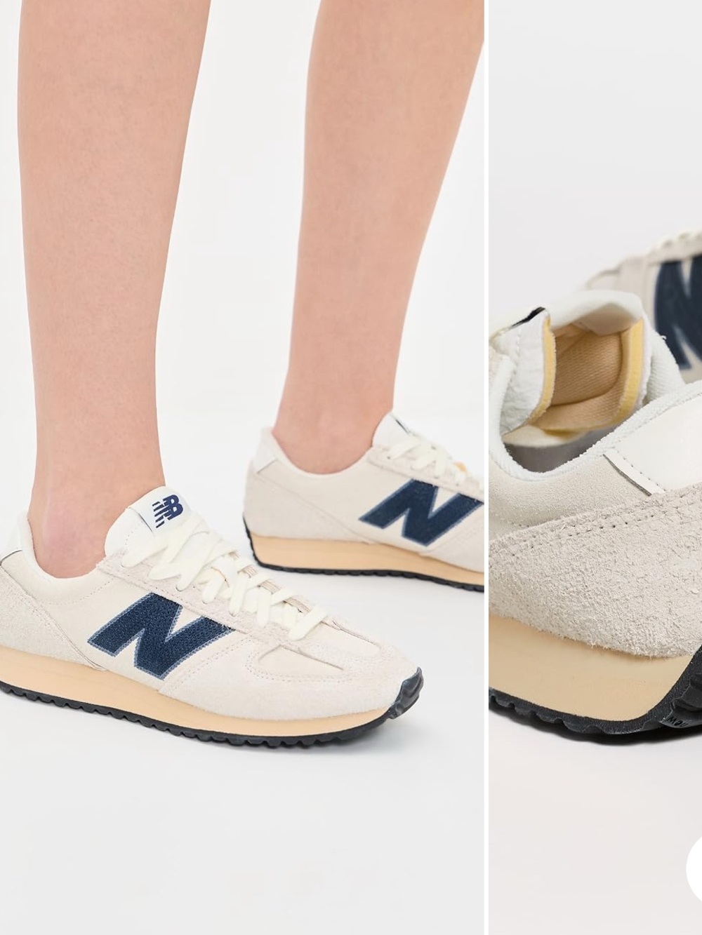New Balance Women's 471-   Beige Suede Runner with Navy N Logo